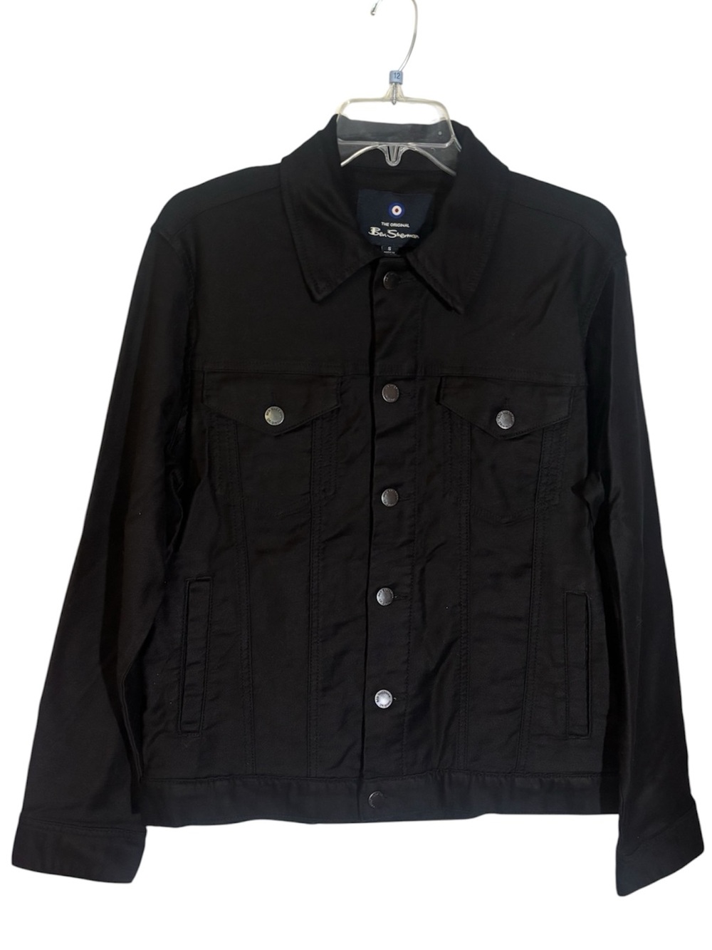 Ben Sherman Black Denim Trucker Coat Button Front Long Sleeve Men’s Size Small